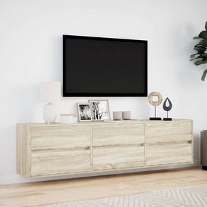 Έπιπλο Τοίχου Τηλεόρασης με LED Sonoma Δρυς 180x31x45 εκ.
