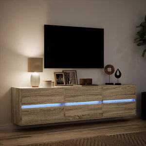 Έπιπλο Τοίχου Τηλεόρασης με LED Sonoma Δρυς 180x31x45 εκ.