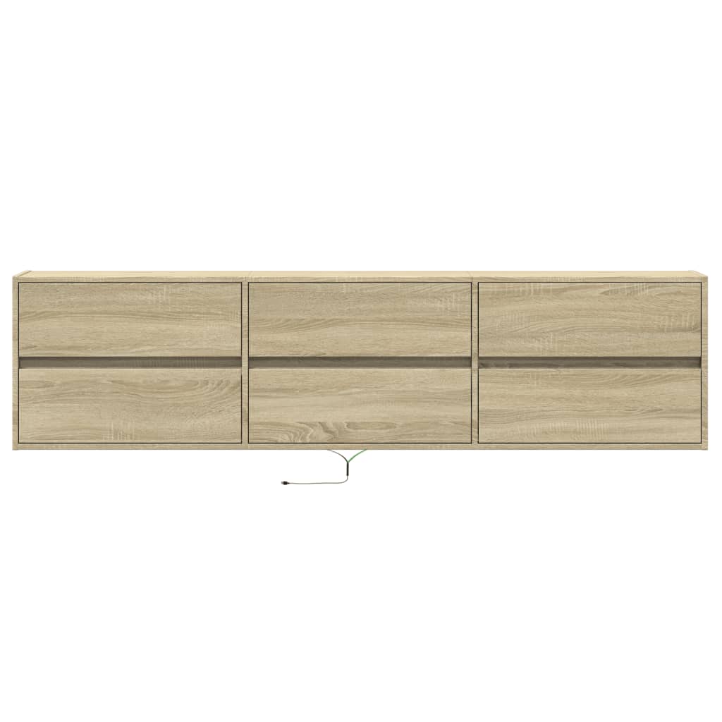 Έπιπλο Τοίχου Τηλεόρασης με LED Sonoma Δρυς 180x31x45 εκ.