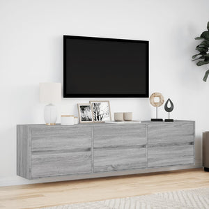 Έπιπλο Τοίχου Τηλεόρασης με LED Γκρι Sonoma 180x31x45 εκ.