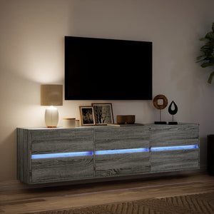 Έπιπλο Τοίχου Τηλεόρασης με LED Γκρι Sonoma 180x31x45 εκ.