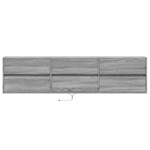 Έπιπλο Τοίχου Τηλεόρασης με LED Γκρι Sonoma 180x31x45 εκ.