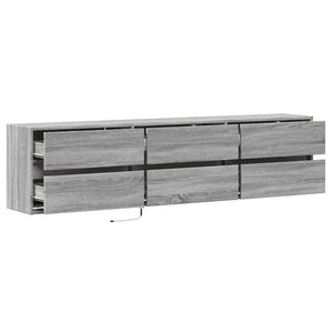 Έπιπλο Τοίχου Τηλεόρασης με LED Γκρι Sonoma 180x31x45 εκ.
