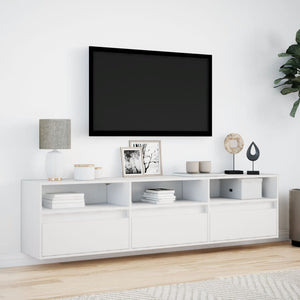 Έπιπλο Τοίχου Τηλεόρασης με LED Λευκό 180x31x45 εκ. - Pakobazaar