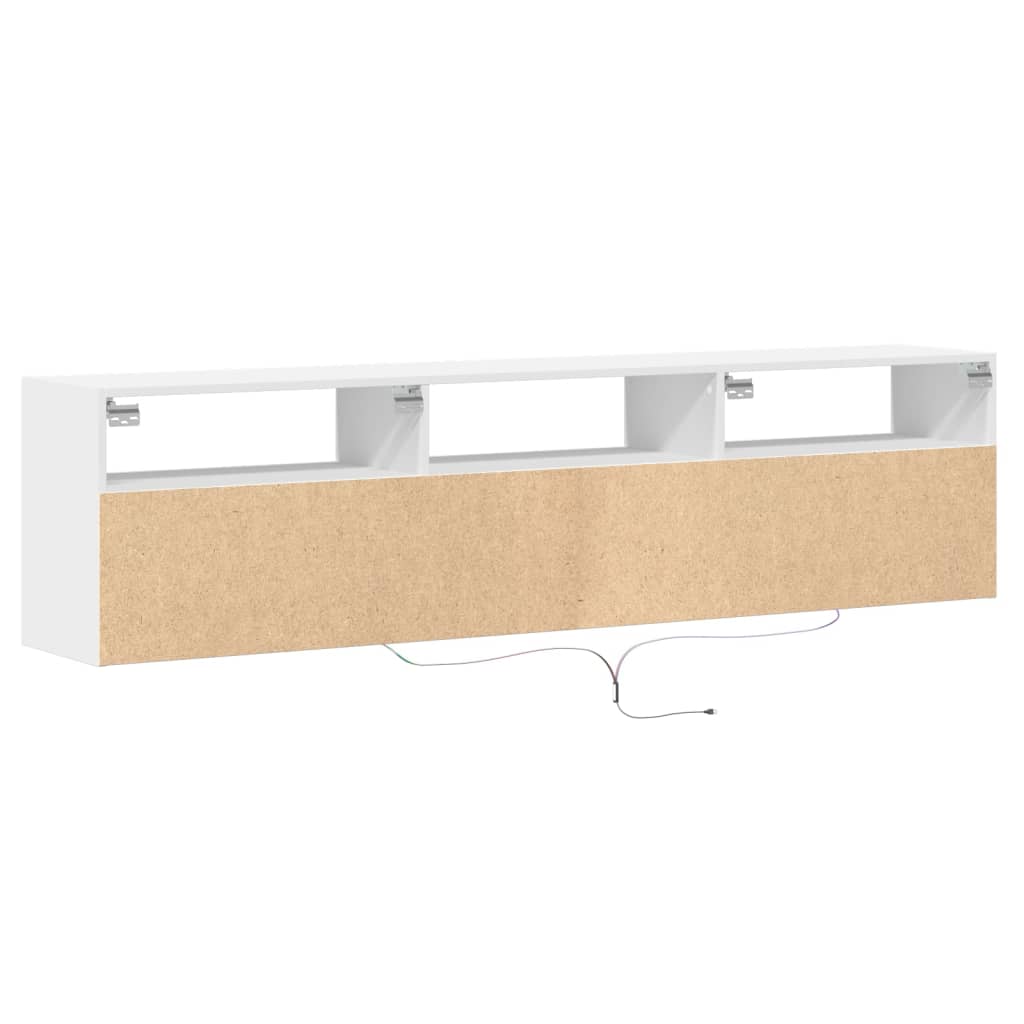 Έπιπλο Τοίχου Τηλεόρασης με LED Λευκό 180x31x45 εκ. - Pakobazaar