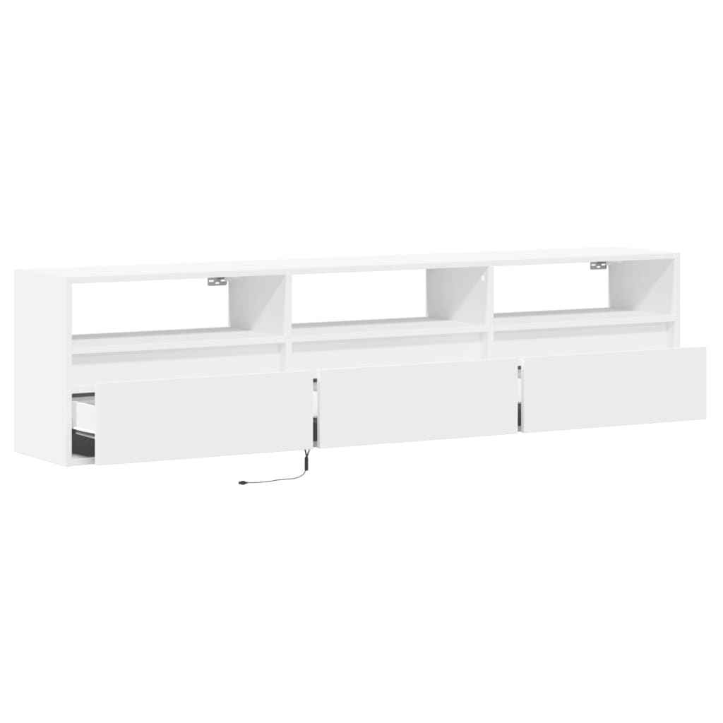Έπιπλο Τοίχου Τηλεόρασης με LED Λευκό 180x31x45 εκ. - Pakobazaar