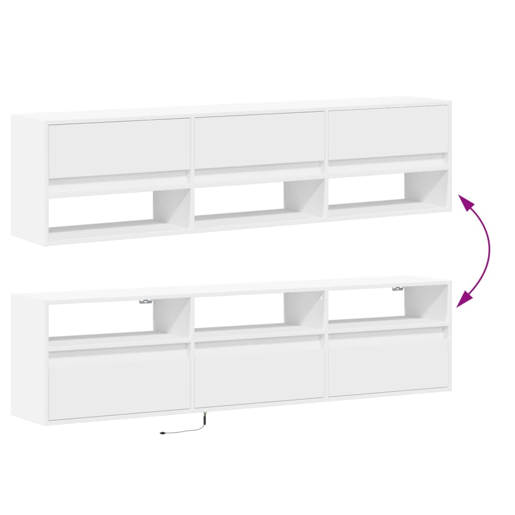 Έπιπλο Τοίχου Τηλεόρασης με LED Λευκό 180x31x45 εκ. - Pakobazaar