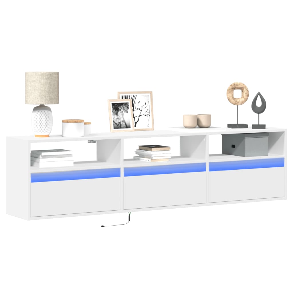 Έπιπλο Τοίχου Τηλεόρασης με LED Λευκό 180x31x45 εκ. - Pakobazaar