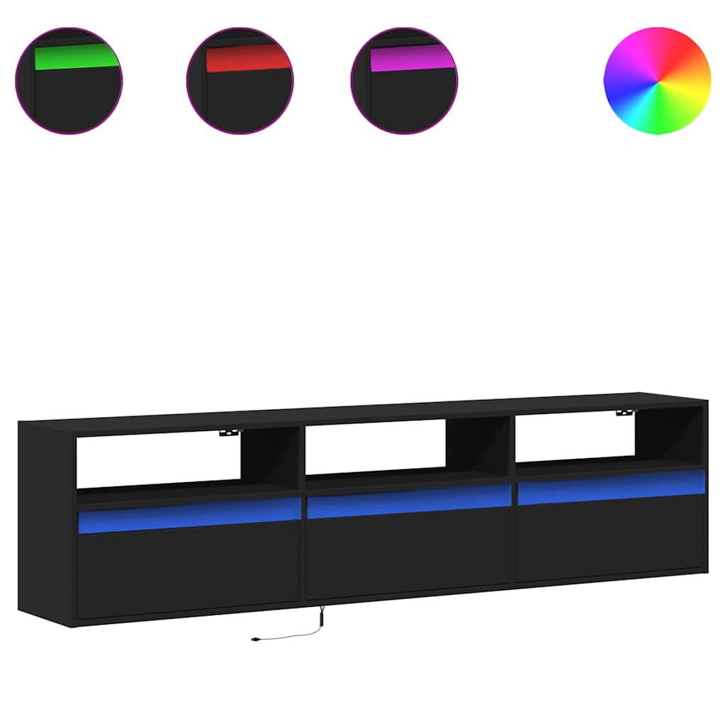Ντουλάπι Τηλεόρασης με LED Μαύρο 180x31x45 εκ. - Pakobazaar