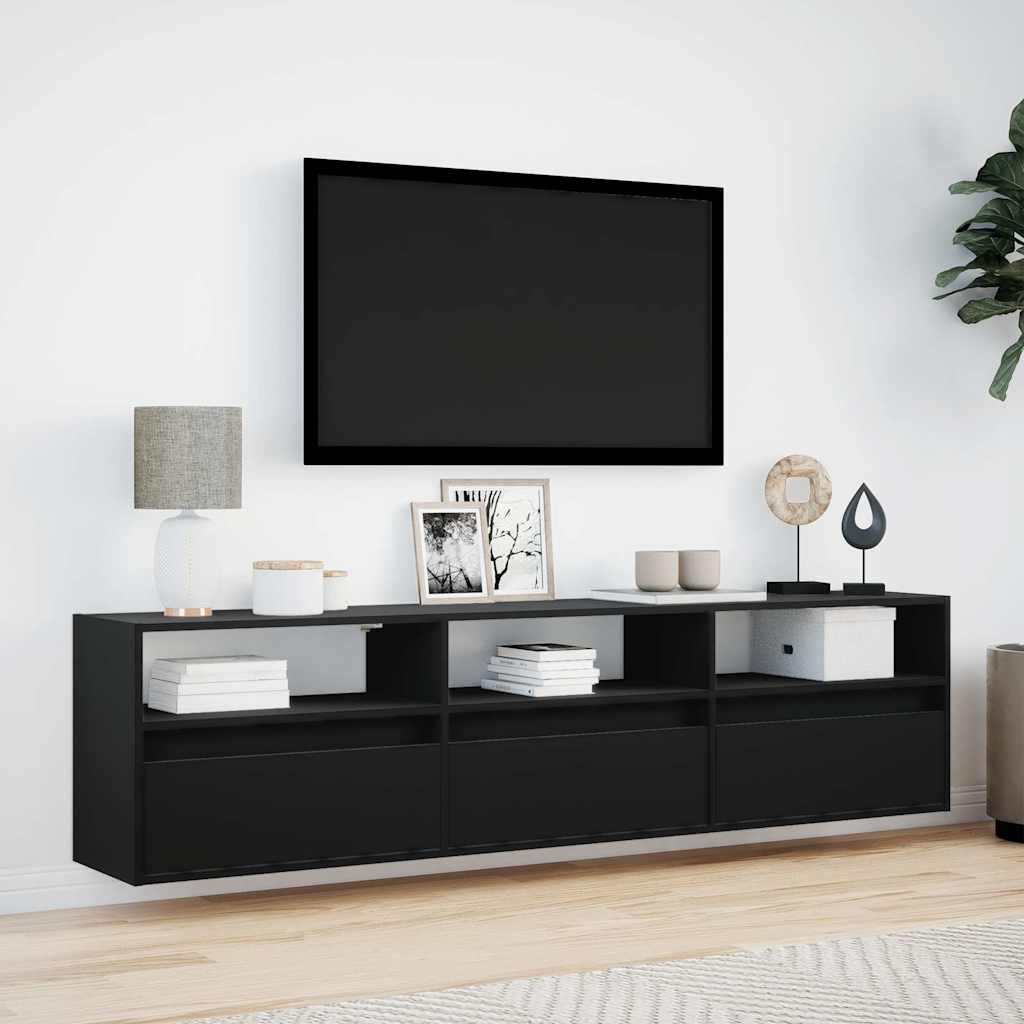 Ντουλάπι Τηλεόρασης με LED Μαύρο 180x31x45 εκ. - Pakobazaar