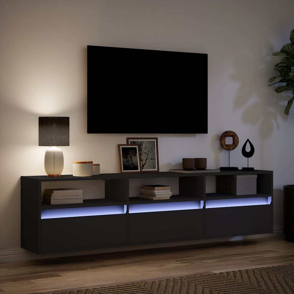 Ντουλάπι Τηλεόρασης με LED Μαύρο 180x31x45 εκ. - Pakobazaar