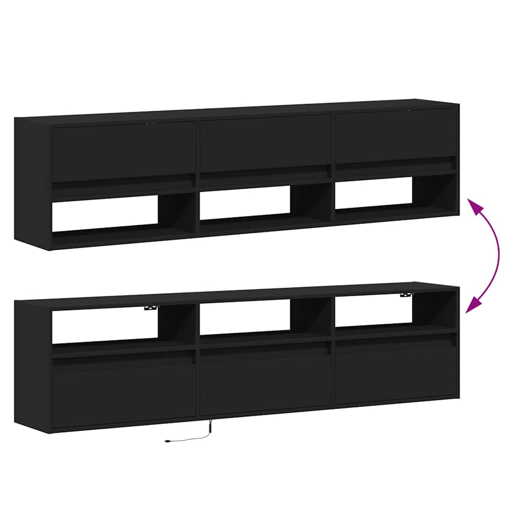 Ντουλάπι Τηλεόρασης με LED Μαύρο 180x31x45 εκ. - Pakobazaar