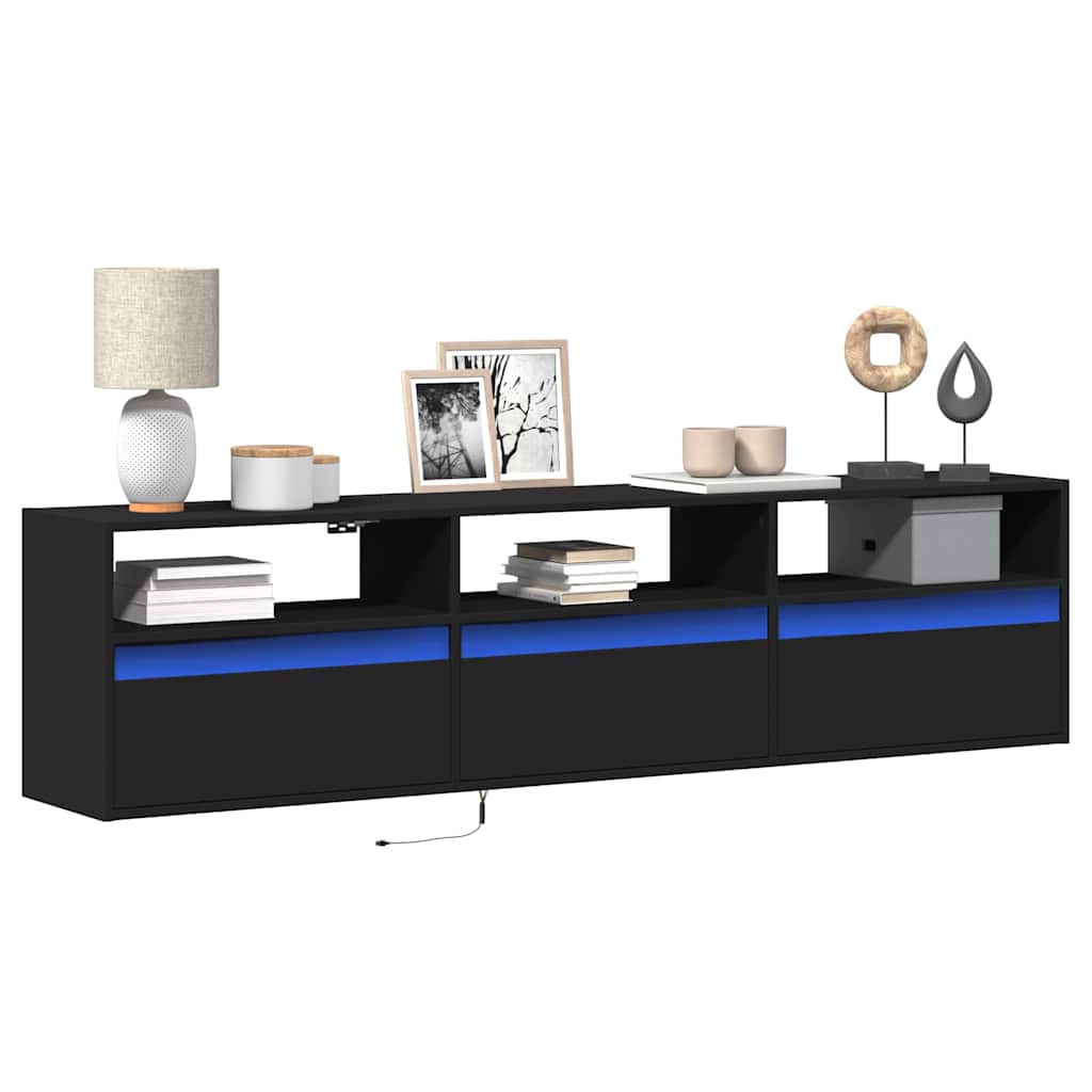 Ντουλάπι Τηλεόρασης με LED Μαύρο 180x31x45 εκ. - Pakobazaar