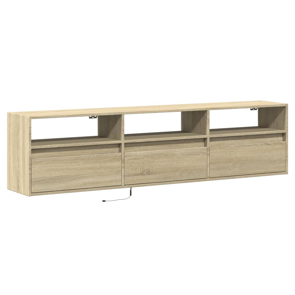 Έπιπλο Τοίχου Τηλεόρασης με LED Sonoma Δρυς 180x31x45 εκ.