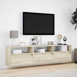Έπιπλο Τοίχου Τηλεόρασης με LED Sonoma Δρυς 180x31x45 εκ.