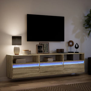 Έπιπλο Τοίχου Τηλεόρασης με LED Sonoma Δρυς 180x31x45 εκ.