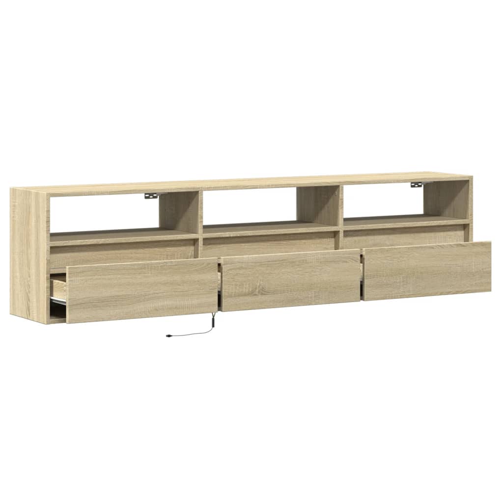 Έπιπλο Τοίχου Τηλεόρασης με LED Sonoma Δρυς 180x31x45 εκ.