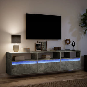 Έπιπλο Τηλεόρασης με LED Γκρι Σκυροδέματος 180x31x45 εκ.