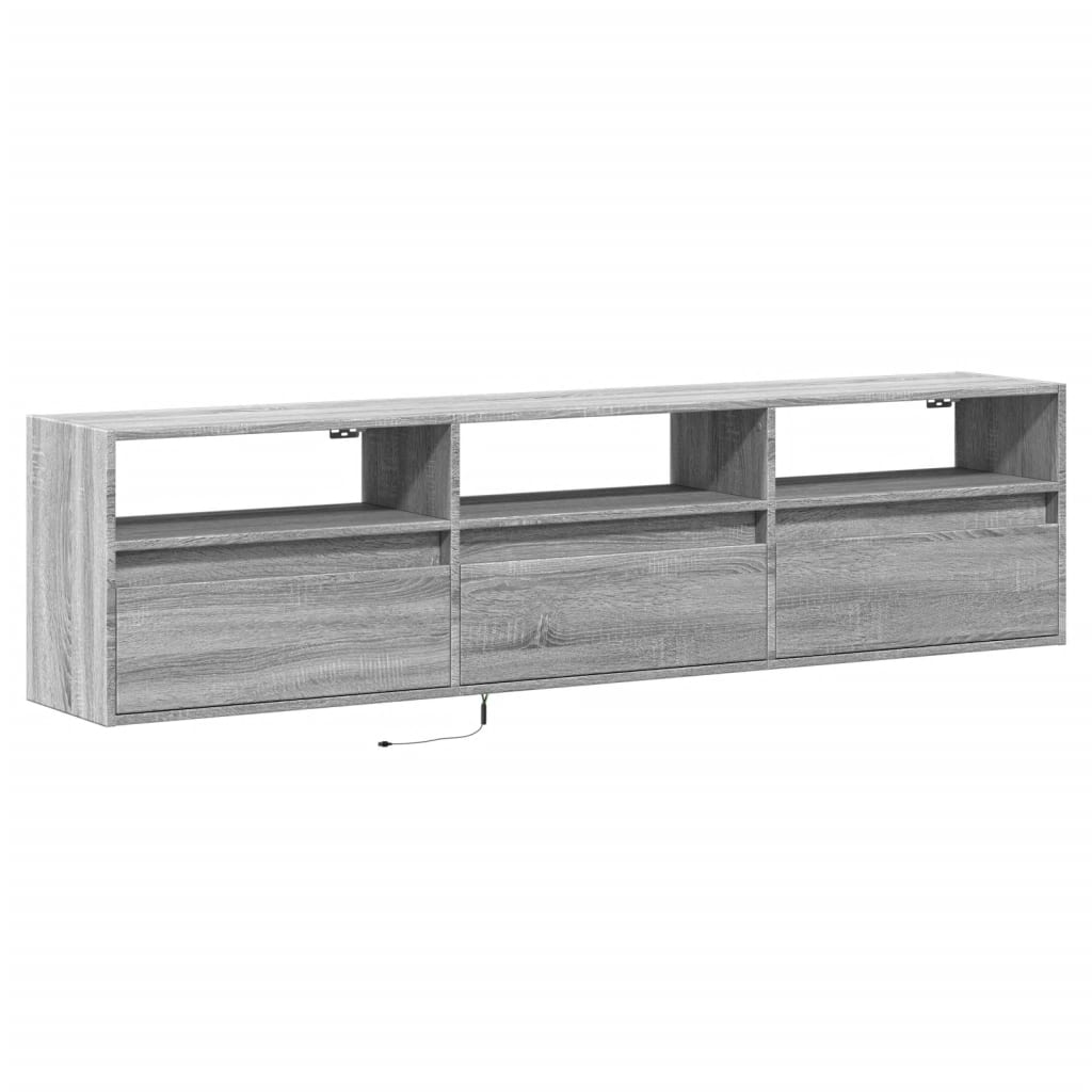 Έπιπλο Τοίχου Τηλεόρασης με LED Γκρι Sonoma 180x31x45 εκ.