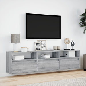 Έπιπλο Τοίχου Τηλεόρασης με LED Γκρι Sonoma 180x31x45 εκ.