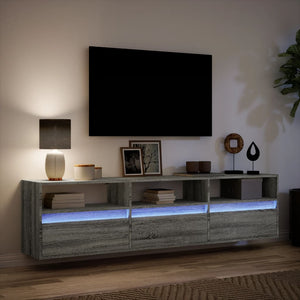Έπιπλο Τοίχου Τηλεόρασης με LED Γκρι Sonoma 180x31x45 εκ.