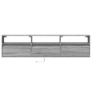 Έπιπλο Τοίχου Τηλεόρασης με LED Γκρι Sonoma 180x31x45 εκ.