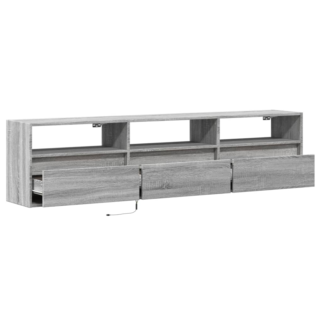 Έπιπλο Τοίχου Τηλεόρασης με LED Γκρι Sonoma 180x31x45 εκ.