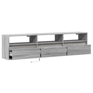 Έπιπλο Τοίχου Τηλεόρασης με LED Γκρι Sonoma 180x31x45 εκ.