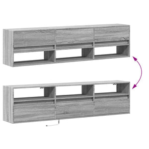 Έπιπλο Τοίχου Τηλεόρασης με LED Γκρι Sonoma 180x31x45 εκ.