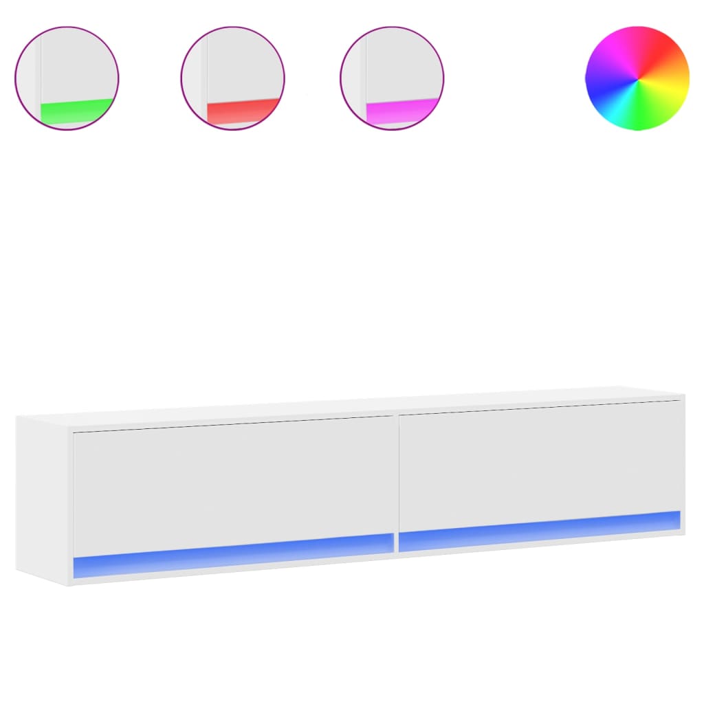 Έπιπλο Τοίχου Τηλεόρασης με LED Λευκό 180x31x38 εκ. - Pakobazaar