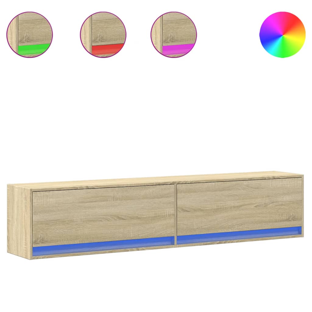 Έπιπλο Τοίχου Τηλεόρασης με LED Sonoma Δρυς 180x31x38 εκ.