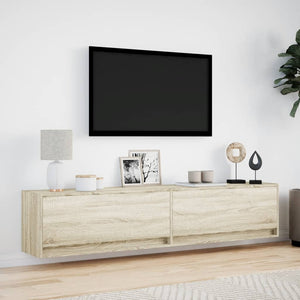 Έπιπλο Τοίχου Τηλεόρασης με LED Sonoma Δρυς 180x31x38 εκ.