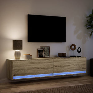 Έπιπλο Τοίχου Τηλεόρασης με LED Sonoma Δρυς 180x31x38 εκ.