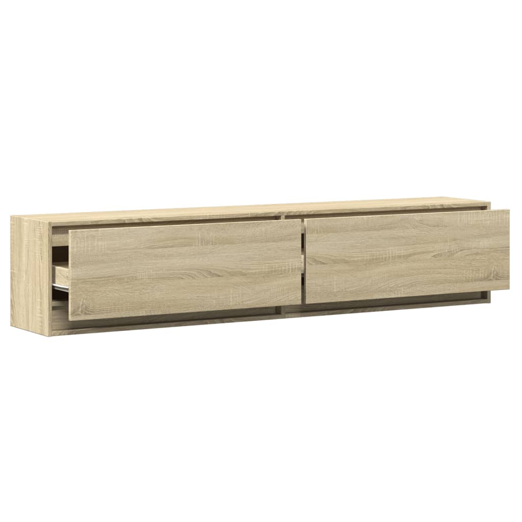 Έπιπλο Τοίχου Τηλεόρασης με LED Sonoma Δρυς 180x31x38 εκ.