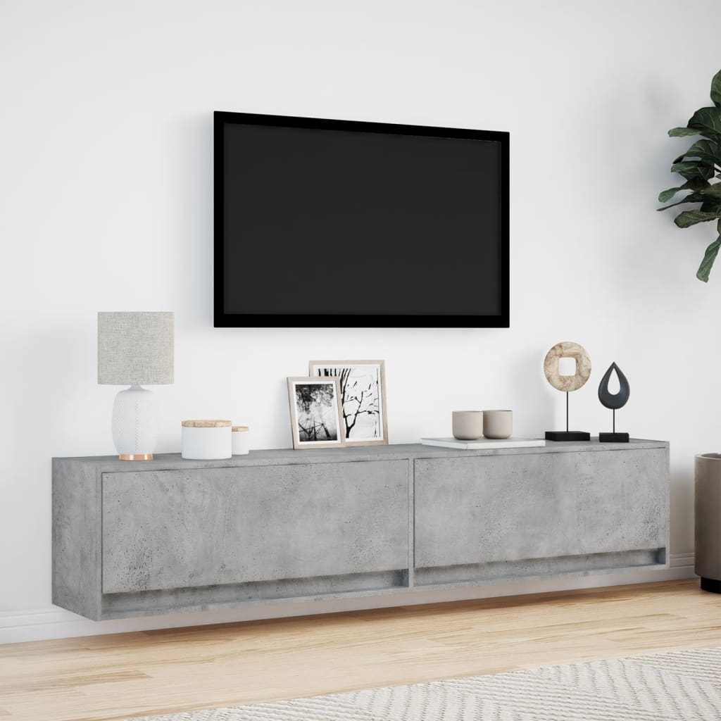 Έπιπλο Τηλεόρασης με LED Γκρι Σκυροδέματος 180x31x38 εκ.