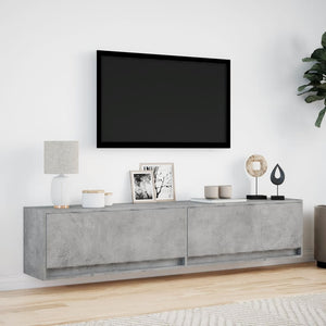 Έπιπλο Τηλεόρασης με LED Γκρι Σκυροδέματος 180x31x38 εκ.