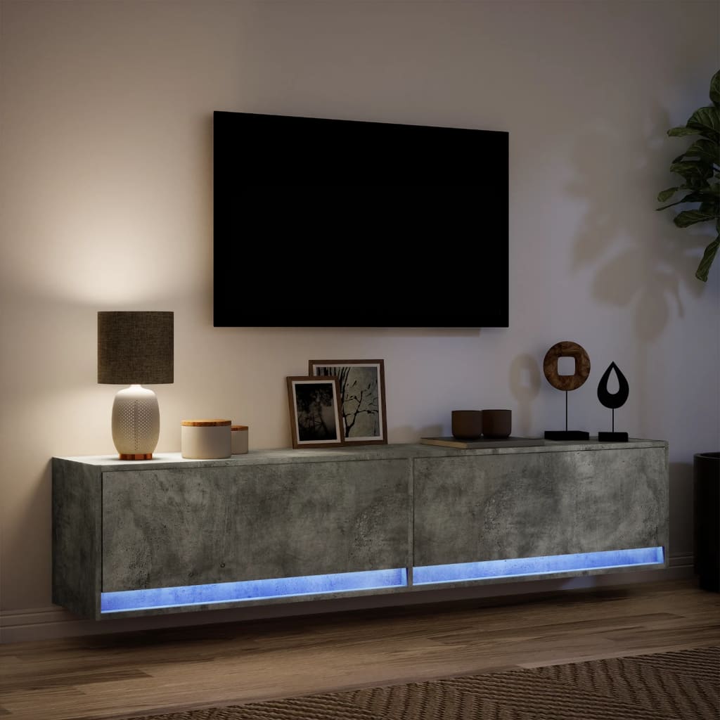 Έπιπλο Τηλεόρασης με LED Γκρι Σκυροδέματος 180x31x38 εκ.