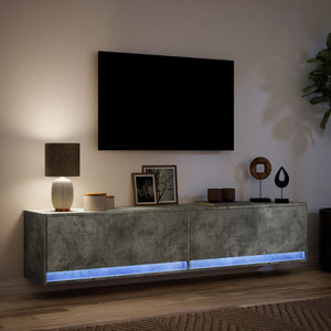 Έπιπλο Τηλεόρασης με LED Γκρι Σκυροδέματος 180x31x38 εκ.