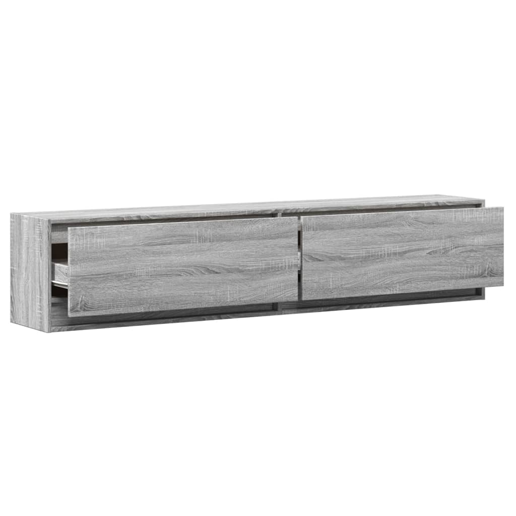 Έπιπλο Τοίχου Τηλεόρασης με LED Γκρι Sonoma 180x31x38 εκ.
