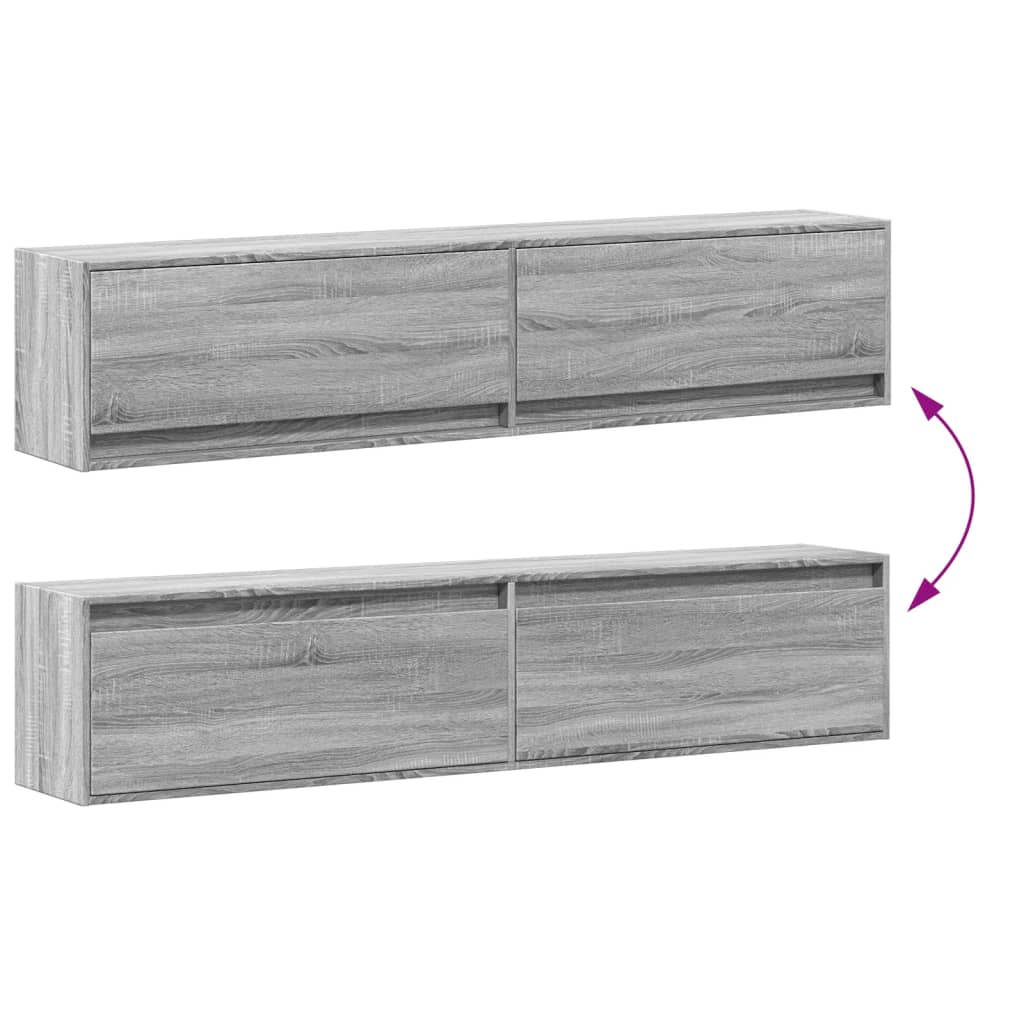 Έπιπλο Τοίχου Τηλεόρασης με LED Γκρι Sonoma 180x31x38 εκ.