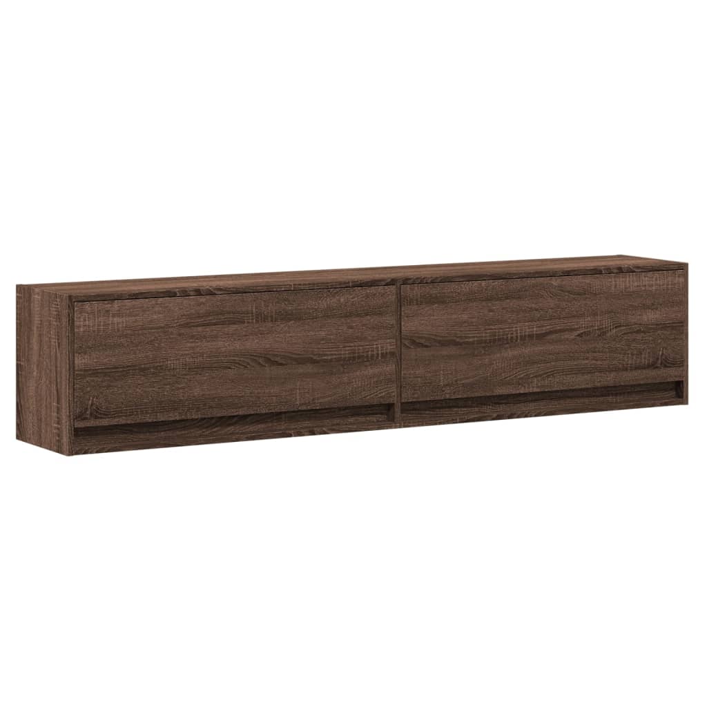 Έπιπλο Τοίχου Τηλεόρασης με LED Καφέ Δρυς 180x31x38 εκ.