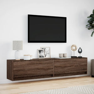 Έπιπλο Τοίχου Τηλεόρασης με LED Καφέ Δρυς 180x31x38 εκ.