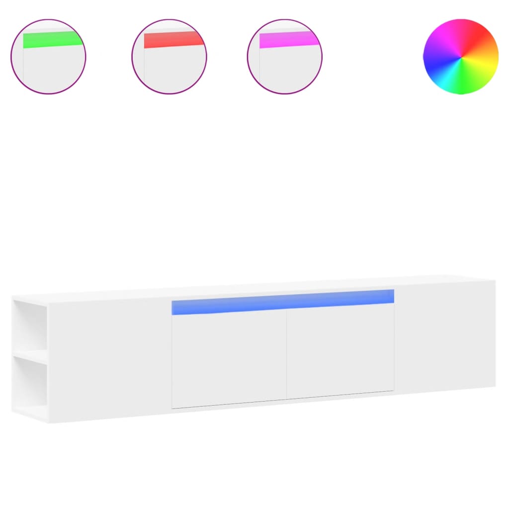 Έπιπλο Τοίχου Τηλεόρασης με LED Λευκό 180x31x39,5 εκ.