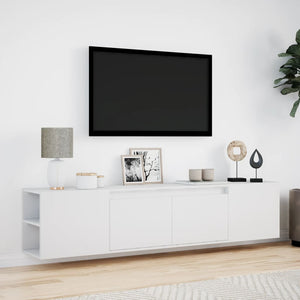 Έπιπλο Τοίχου Τηλεόρασης με LED Λευκό 180x31x39,5 εκ.