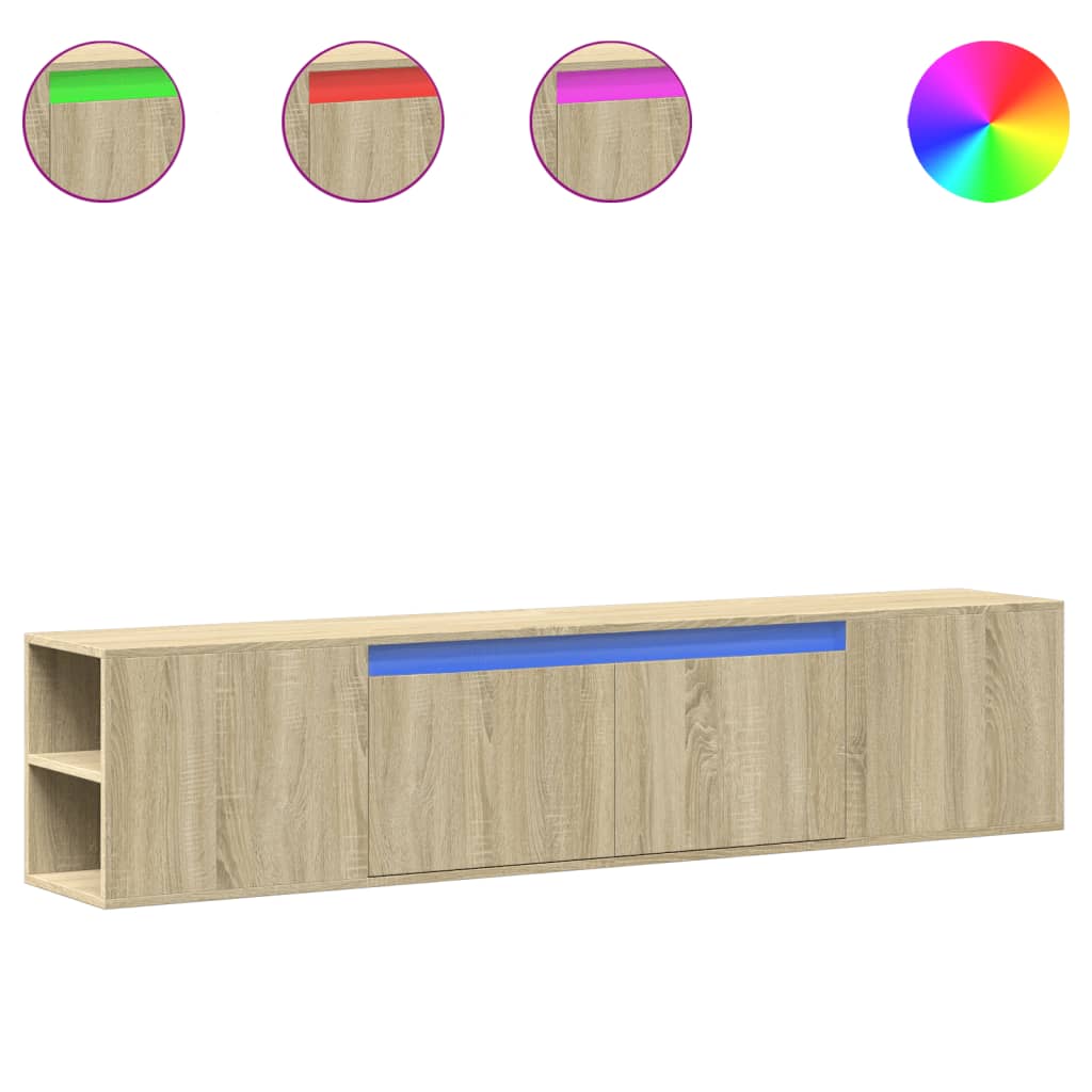 Έπιπλο Τοίχου Τηλεόρασης με LED Sonoma Δρυς 180x31x39,5 εκ.