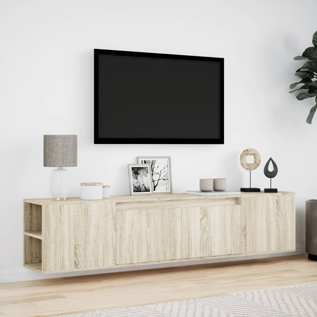 Έπιπλο Τοίχου Τηλεόρασης με LED Sonoma Δρυς 180x31x39,5 εκ.