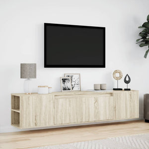 Έπιπλο Τοίχου Τηλεόρασης με LED Sonoma Δρυς 180x31x39,5 εκ.