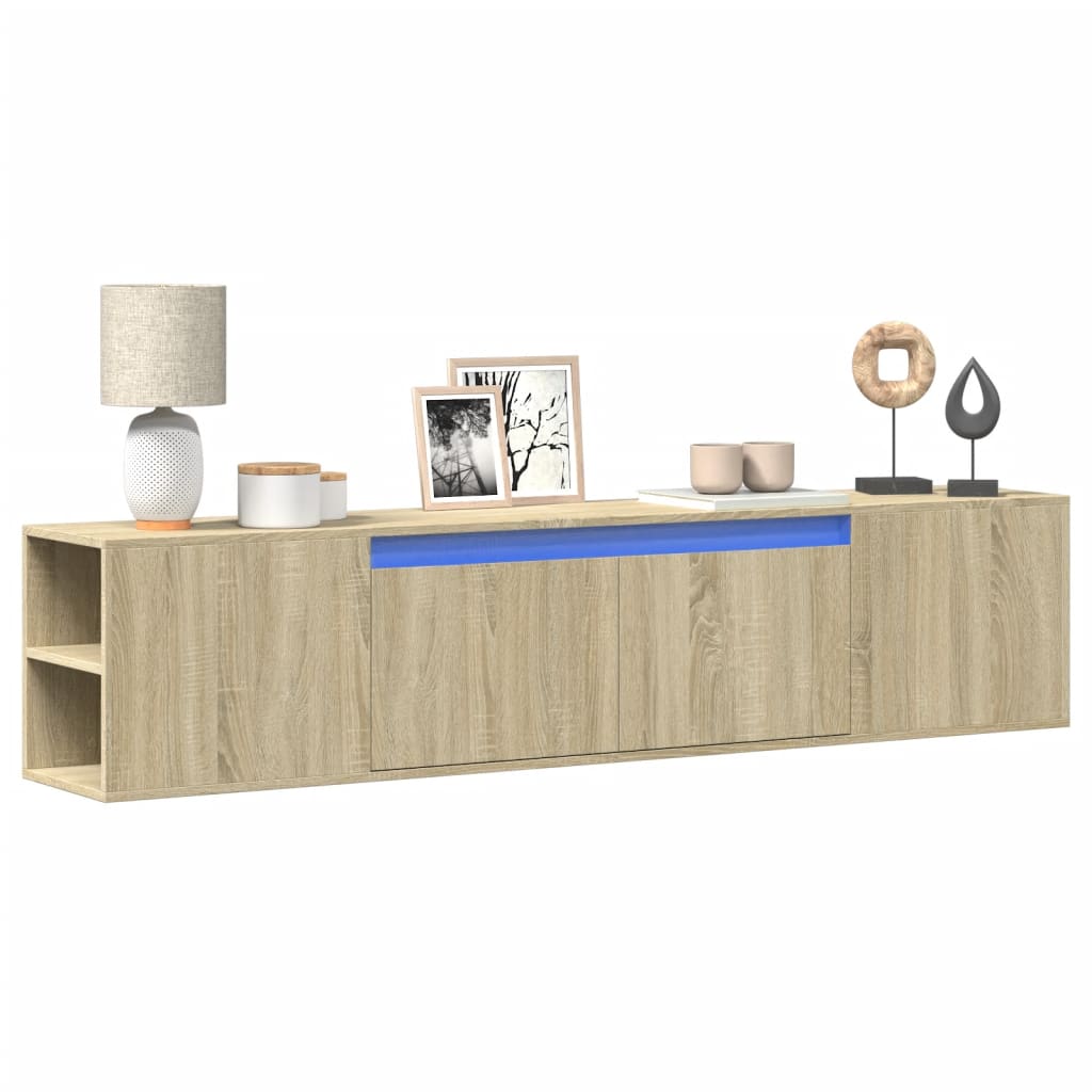 Έπιπλο Τοίχου Τηλεόρασης με LED Sonoma Δρυς 180x31x39,5 εκ.