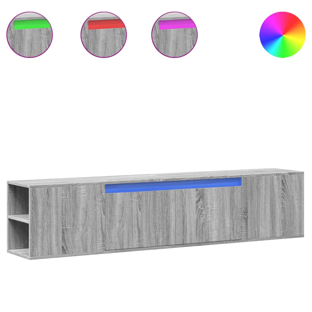 Έπιπλο Τοίχου Τηλεόρασης με LED Γκρι Sonoma 180x31x39,5 εκ.