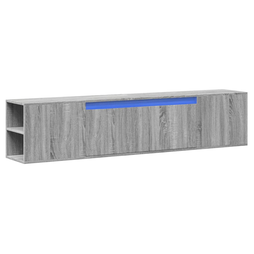 Έπιπλο Τοίχου Τηλεόρασης με LED Γκρι Sonoma 180x31x39,5 εκ.